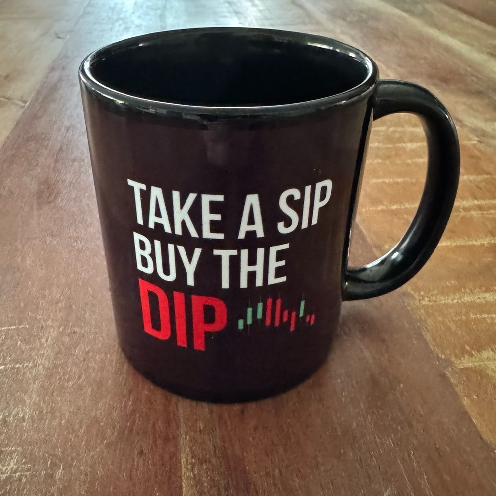 Black Coffee mug cup motivational saying “take a sip by the dip”